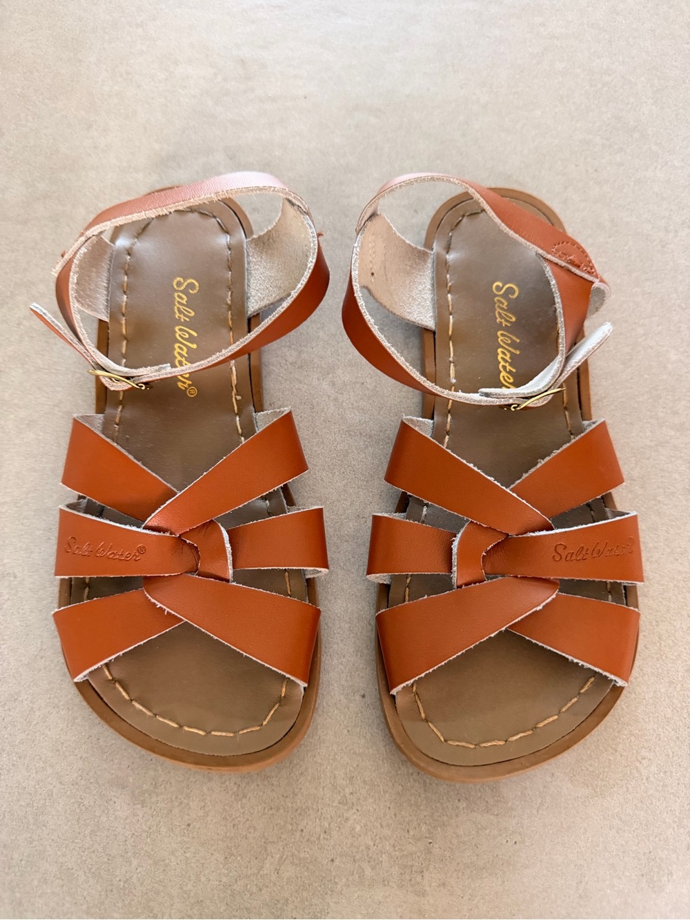 Salt Water Sandals by Hoy Kids' Cognac Leather Strappy Sandals